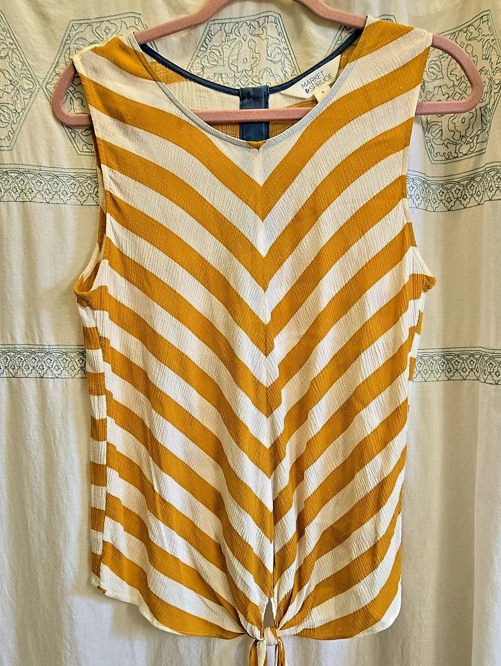 Market & Spruce Striped Tank Top in Yellow & White Size XL